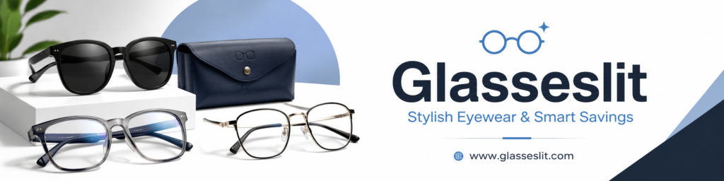 Glasseslit Coupon Codes 2026 – Verified Promo Codes, Deals & Free Shipping 1 Glasseslit logo with eyeglasses, sunglasses, and a case, plus the tagline “Stylish Eyewear & Smart Savings”